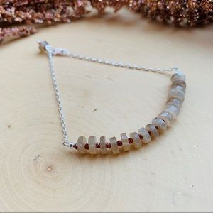 Moonstone & Garnet Gems Crystal Sterling Bracelet